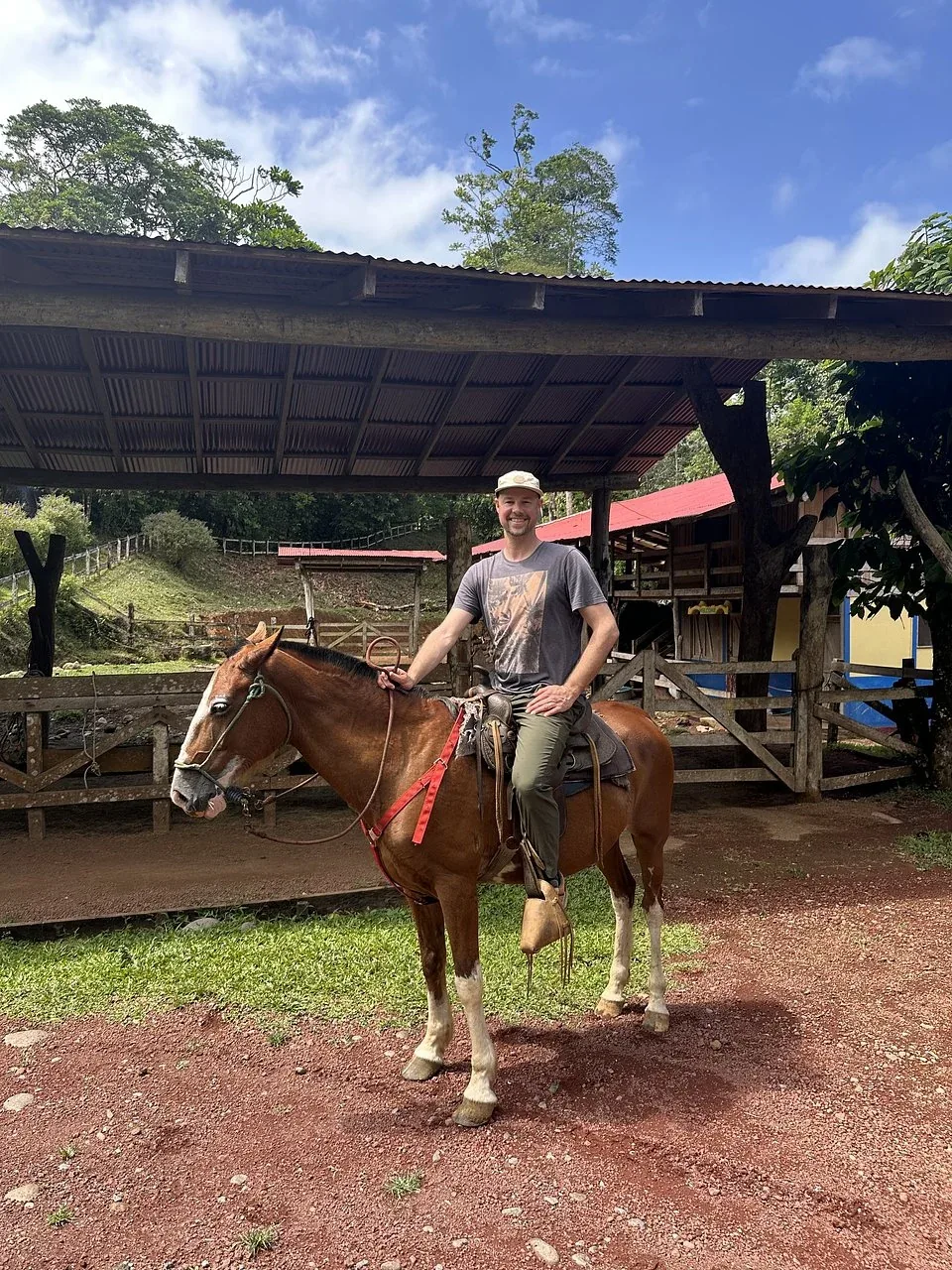 Guest on horseback at the Costa Rica retreat ranch